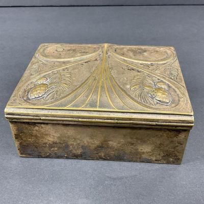 -9- ART NOUVEAU | Silver Over Brass Cigar Box | Marked