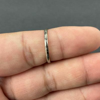 -14- SILVER | Black Onyx Polished Stone & Diamond Ring | With Box | Marked