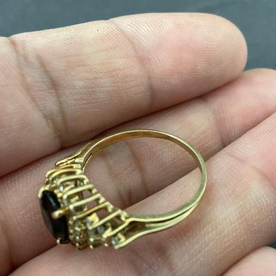 -17- GOLD | 14K REA Deep Blue Stone With Diamond Chips | Marked