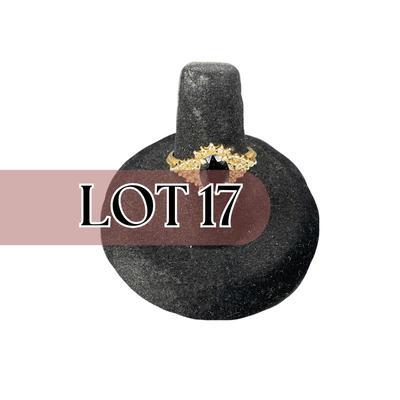 -17- GOLD | 14K REA Deep Blue Stone With Diamond Chips | Marked