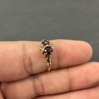 -18- GOLD | 14K Gold & Ruby Red Stone | Marked