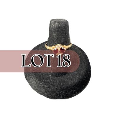 -18- GOLD | 14K Gold & Ruby Red Stone | Marked