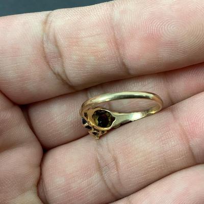 -18- GOLD | 14K Gold & Ruby Red Stone | Marked