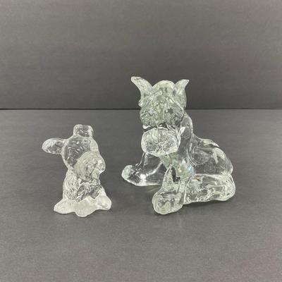 -21- GLASSWARE | One Kenneth Haley Crystal Boxer | One Art Glass Scottie Dog