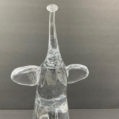 -23- DAUM | France Art Glass Heavy Elephant Figure | Signed