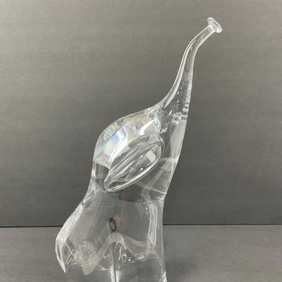 -23- DAUM | France Art Glass Heavy Elephant Figure | Signed