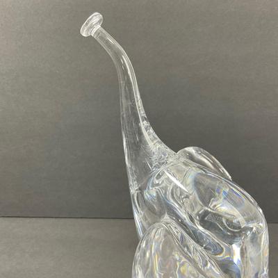 -23- DAUM | France Art Glass Heavy Elephant Figure | Signed