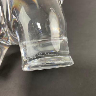 -23- DAUM | France Art Glass Heavy Elephant Figure | Signed