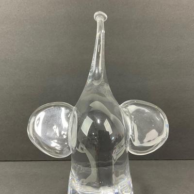 -23- DAUM | France Art Glass Heavy Elephant Figure | Signed