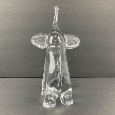 -23- DAUM | France Art Glass Heavy Elephant Figure | Signed