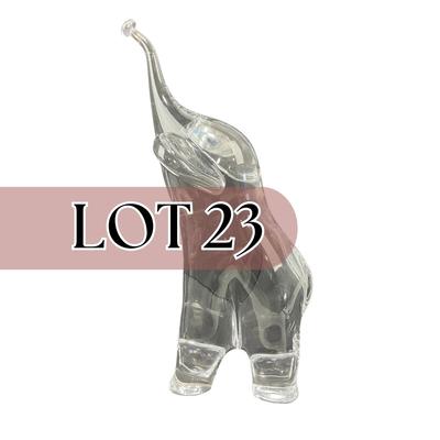 -23- DAUM | France Art Glass Heavy Elephant Figure | Signed