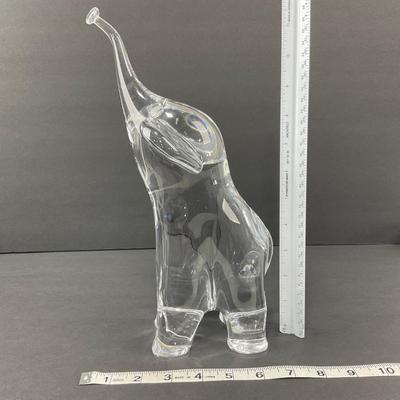 -23- DAUM | France Art Glass Heavy Elephant Figure | Signed