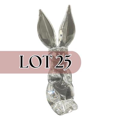 -25- DAUM | France Crystal Tall Rabbit Figure | Signed