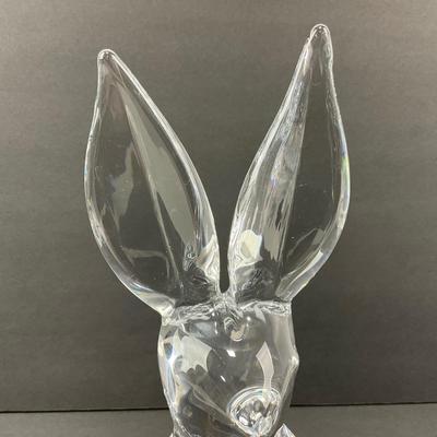 -25- DAUM | France Crystal Tall Rabbit Figure | Signed