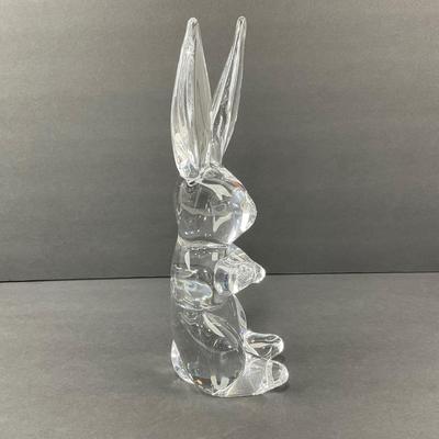 -25- DAUM | France Crystal Tall Rabbit Figure | Signed