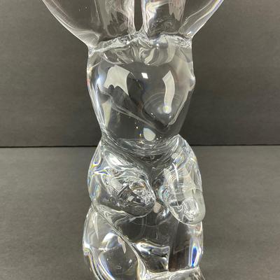 -25- DAUM | France Crystal Tall Rabbit Figure | Signed