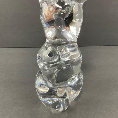 -25- DAUM | France Crystal Tall Rabbit Figure | Signed