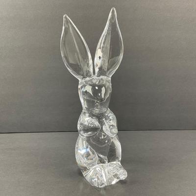 -25- DAUM | France Crystal Tall Rabbit Figure | Signed