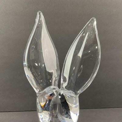 -25- DAUM | France Crystal Tall Rabbit Figure | Signed