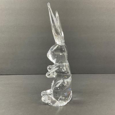 -25- DAUM | France Crystal Tall Rabbit Figure | Signed