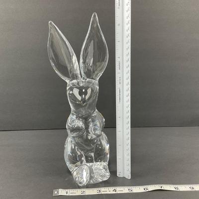 -25- DAUM | France Crystal Tall Rabbit Figure | Signed