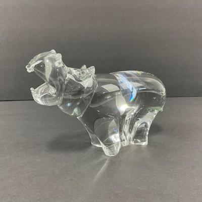 -26- SWEDEN | Acc Style 8833 FM. Konst. Glass Hippo Figure | Signed