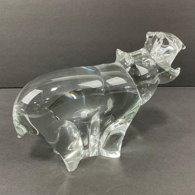-26- SWEDEN | Acc Style 8833 FM. Konst. Glass Hippo Figure | Signed
