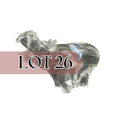 -26- SWEDEN | Acc Style 8833 FM. Konst. Glass Hippo Figure | Signed