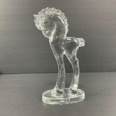 -27- GLASSWARE | By Dalzell Tall Pony Figure | Marked