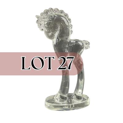 -27- GLASSWARE | By Dalzell Tall Pony Figure | Marked