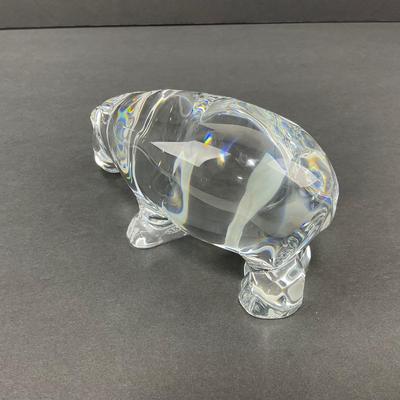 -29- BACCARAT | Large Hippopotamus Crystal Figure | Marked