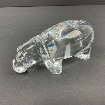 -29- BACCARAT | Large Hippopotamus Crystal Figure | Marked