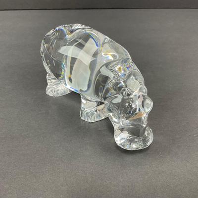 -29- BACCARAT | Large Hippopotamus Crystal Figure | Marked