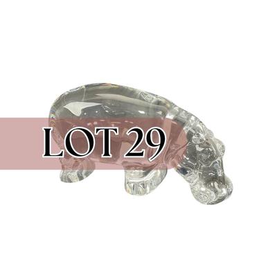-29- BACCARAT | Large Hippopotamus Crystal Figure | Marked