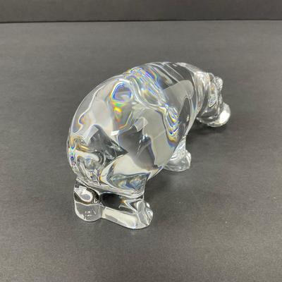 -29- BACCARAT | Large Hippopotamus Crystal Figure | Marked