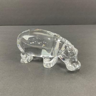 -29- BACCARAT | Large Hippopotamus Crystal Figure | Marked