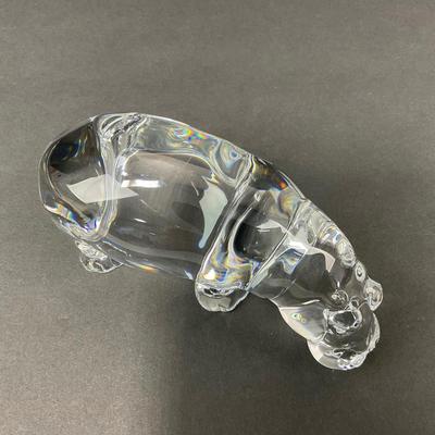 -29- BACCARAT | Large Hippopotamus Crystal Figure | Marked
