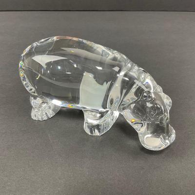 -29- BACCARAT | Large Hippopotamus Crystal Figure | Marked