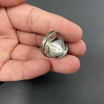 -34- NAVAJO | Artist Signed Sterling Ring | Marked Cortez H. K.W.