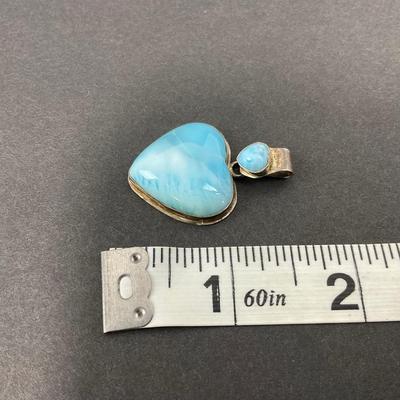 -36- SILVER | Sterling Polished Heart Stone Necklace Pendant | Marked