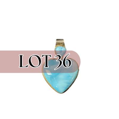 -36- SILVER | Sterling Polished Heart Stone Necklace Pendant | Marked