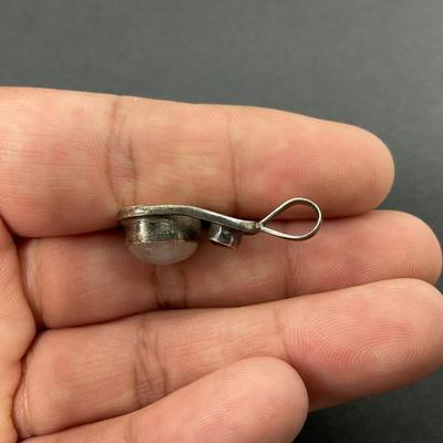 -37- SILVER | Sterling & Polished Stones Necklace Pendant | Marked