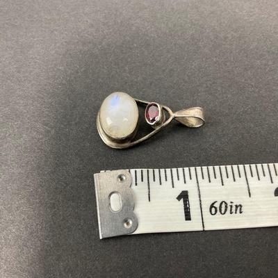 -37- SILVER | Sterling & Polished Stones Necklace Pendant | Marked