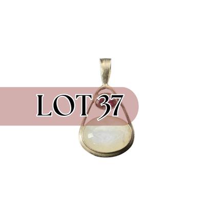 -37- SILVER | Sterling & Polished Stones Necklace Pendant | Marked