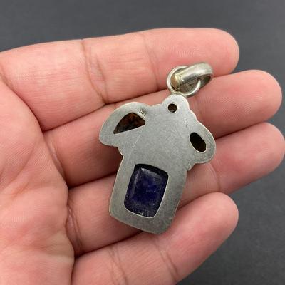 -39- SILVER | 925 Sterling Necklace Pendant & Polished Stones | Marked