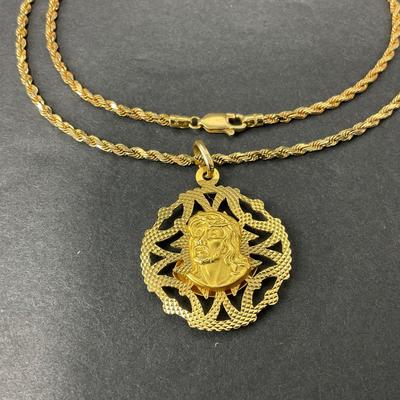 -53- GOLD | 14K Gold Chain & 585 Italy Pendant | Marked