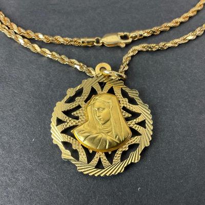 -53- GOLD | 14K Gold Chain & 585 Italy Pendant | Marked