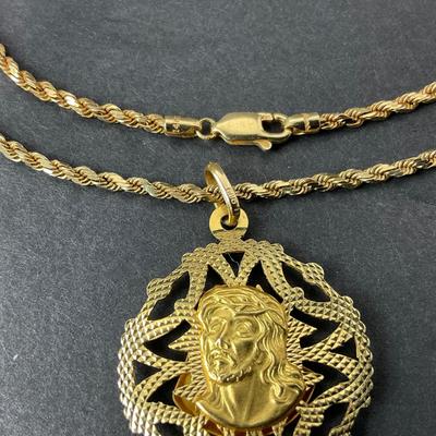 -53- GOLD | 14K Gold Chain & 585 Italy Pendant | Marked