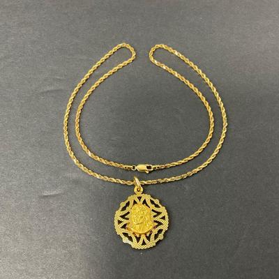 -53- GOLD | 14K Gold Chain & 585 Italy Pendant | Marked
