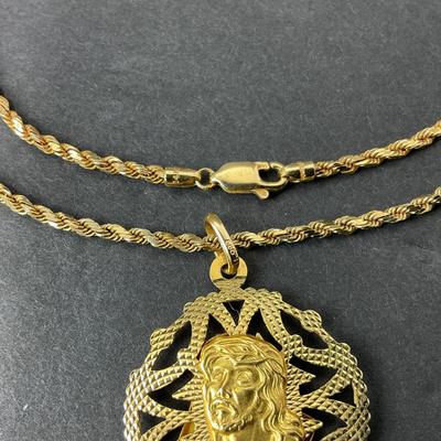 -53- GOLD | 14K Gold Chain & 585 Italy Pendant | Marked